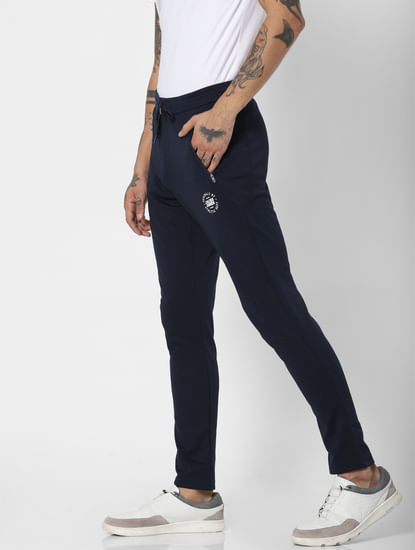 Navy Blue Textured Trackpants