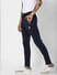 Navy Blue Textured Trackpants_59822+2