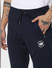 Navy Blue Textured Trackpants_59822+4
