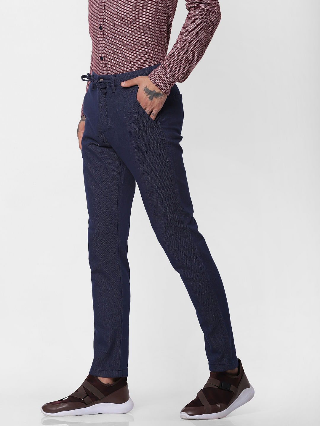 navy blue slim fit pants