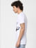 White Logo Print Crew Neck T-shirt_60071+3