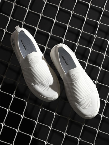 White Melange Slip-On Sneakers