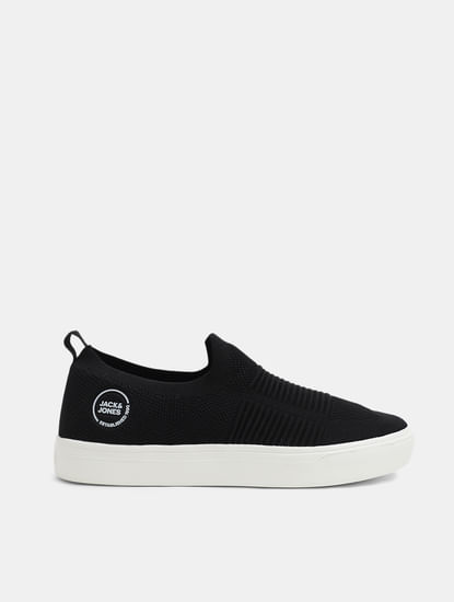 Black Melange Slip-On Sneakers