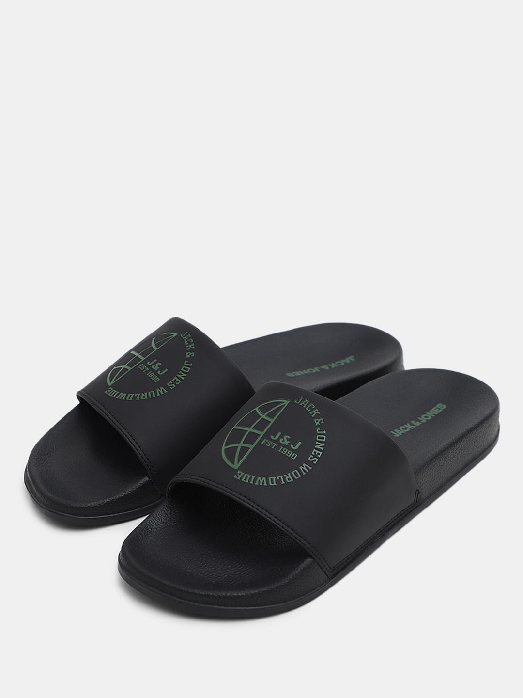 Black Logo Print Sliders 137229202 Jet Black