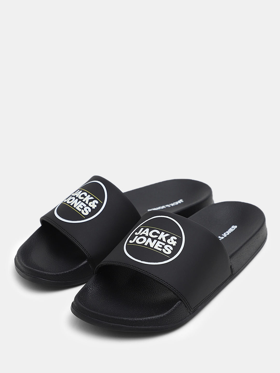 Black Logo Print Sliders