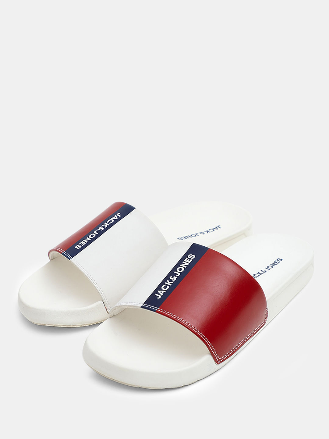 White Colourblocked Sliders 137229501 Bright White