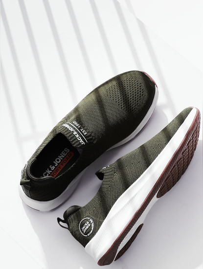 Olive Slip-On Sneakers