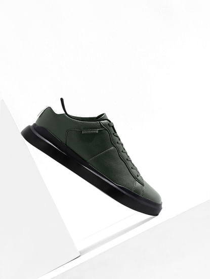 Olive Premium Lace-Up Sneakers