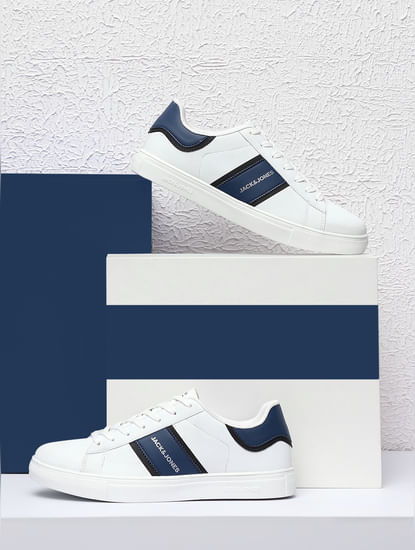 White Colourblocked Sneakers
