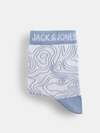 Light Blue Printed Mid-Length Socks