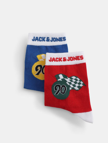 Pack of 2 Racer Print Mid-Length Socks