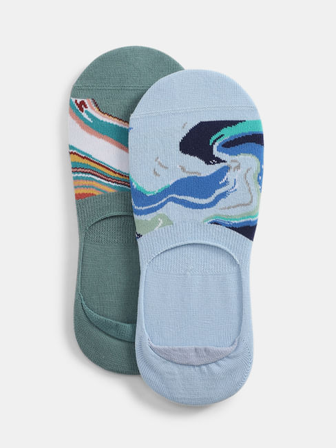 Pack of 2 Printed No-Show Socks