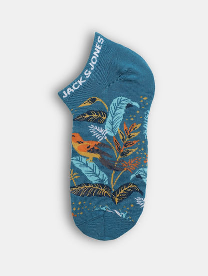 Teal Tropical Print Ankle Length Socks