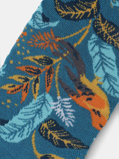 Teal Tropical Print Ankle Length Socks