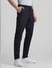 Navy Blue Mid Rise Check Trousers_412728+2
