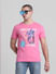 Pink Logo Print Crew Neck T-shirt_413764+1