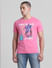 Pink Logo Print Crew Neck T-shirt_413764+2