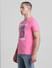 Pink Logo Print Crew Neck T-shirt_413764+3