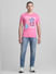 Pink Logo Print Crew Neck T-shirt_413764+6