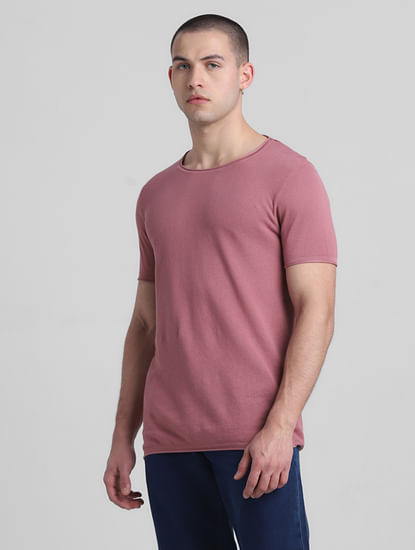 Pink Cotton Knitted T-shirt