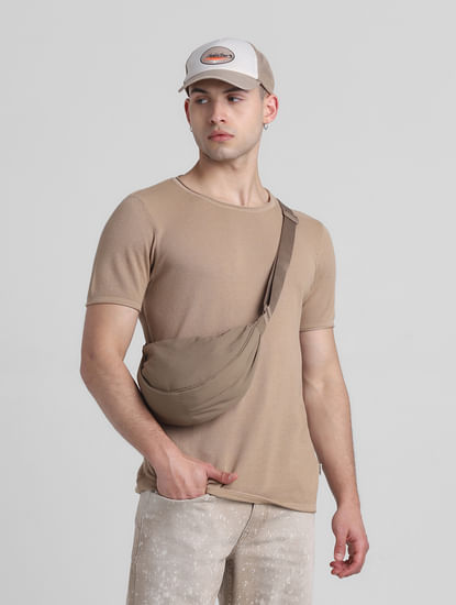Brown Cotton Knitted T-shirt