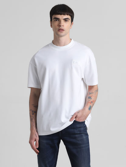 White Boxy Fit Crew Neck T-shirt