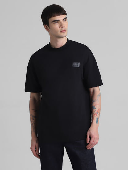Black Boxy Fit Crew Neck T-shirt