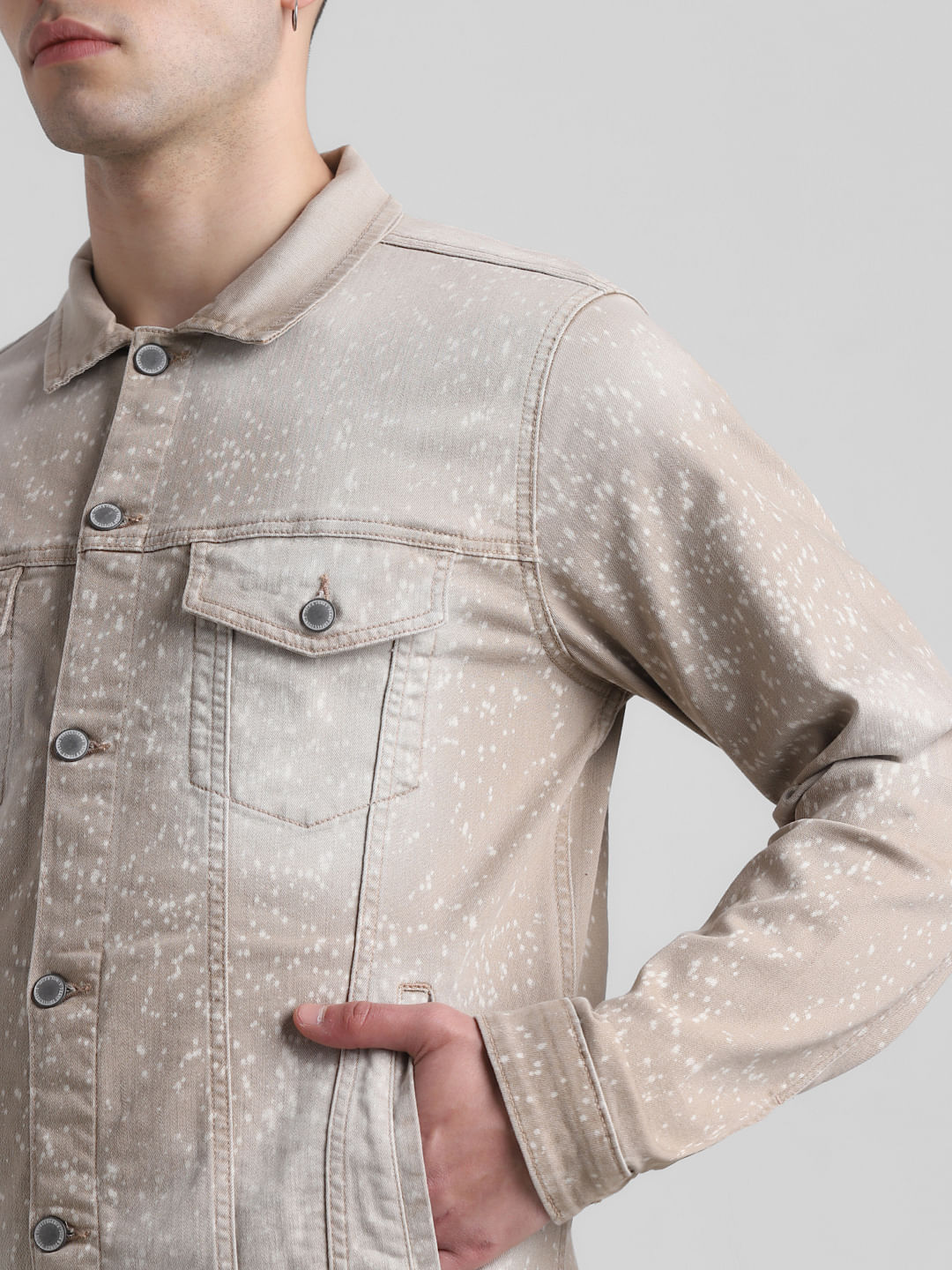 Men's TRUCKER Leather Jacket Western Classic Brown Denim Style Shirt Jacket  | eBay