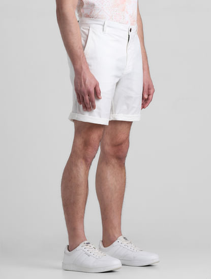 White Regular Fit Chino Shorts