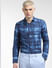 Blue Abstract Print Linen Blend Shirt _392414+2