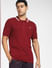 Red Knit Polo Neck T-shirt_392418+2