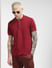 Red Knitted Polo Neck T-shirt_392420+1