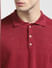 Red Knitted Polo Neck T-shirt_392420+5