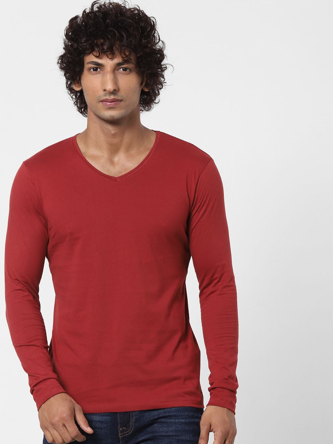 V neck t shirts full sleeves sale