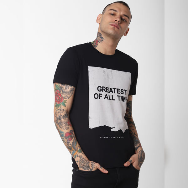 

BESTSELLER CLOTHING Black Graphic Print Crew Neck T-shirt