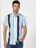 Light Blue Striped Half Sleeves Shirt_392475+2