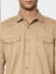 Beige Solid Full Sleeves Shirt_392482+5