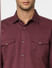 Maroon Solid Full Sleeves Shirt_392483+5