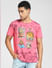 Pink Tie Dye Graphic Crew Neck T-shirt_392488+2
