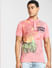 Pink Graphic Print Polo Neck T-shirt_392437+2