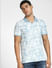Blue Printed Polo Neck T-shirt_392439+2