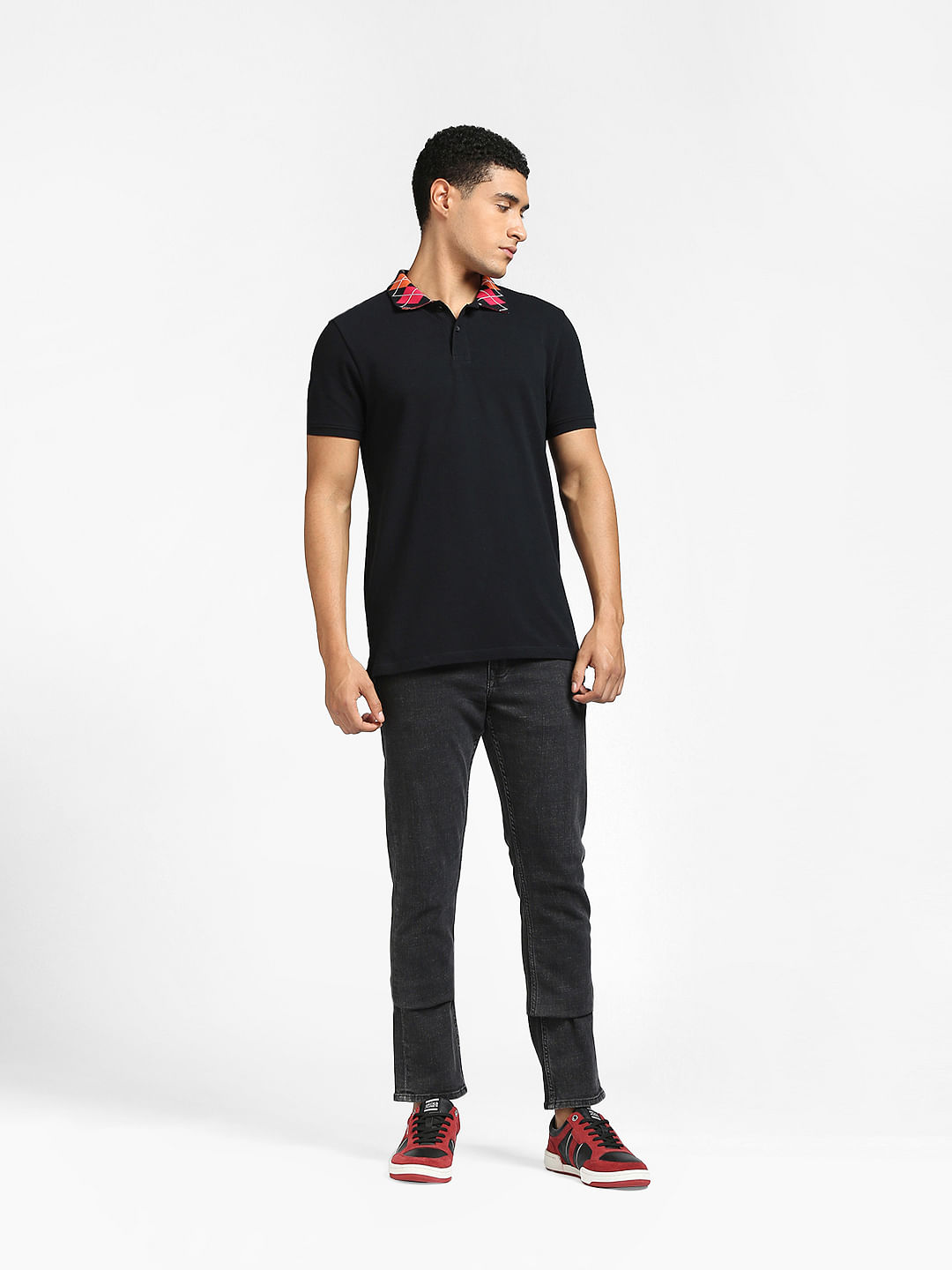 black polo crew neck