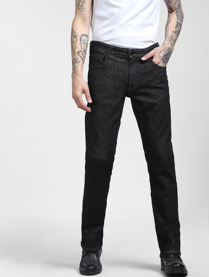 Black Mid Rise Clark Straight Jeans 