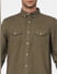 Green Linen Blend Full Sleeves Shirt_392455+5