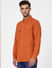 Orange Linen Blend Full Sleeves Shirt