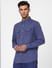 Blue Linen Blend Full Sleeves Shirt_392456+3