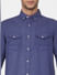 Blue Linen Blend Full Sleeves Shirt_392456+5