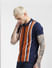 Blue Striped Knit Polo Neck T-shirt_392467+3