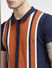 Blue Striped Knit Polo Neck T-shirt_392467+5