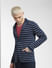 Blue Striped Knit Blazer_392468+3